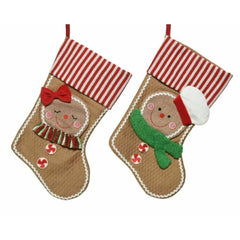 Decoris Polyester Stocking with Gingerbread Man 29cm