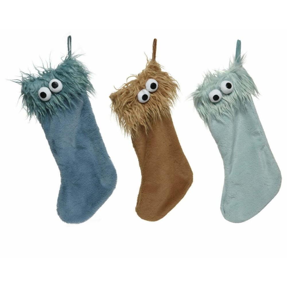 Decoris Polyester Stocking with Eyes 40cm - 3 Assorted