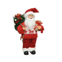 Decoris Polyester Santa Figure with Gift Sack 30cm - Red