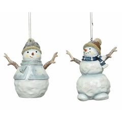 Decoris Hanging Polyresin Snowman 10cm - 2 Assorted