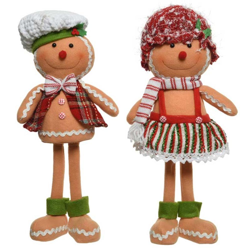 Decoris Polyester Gingerbread Man Standing 40cm - 2 Assorted