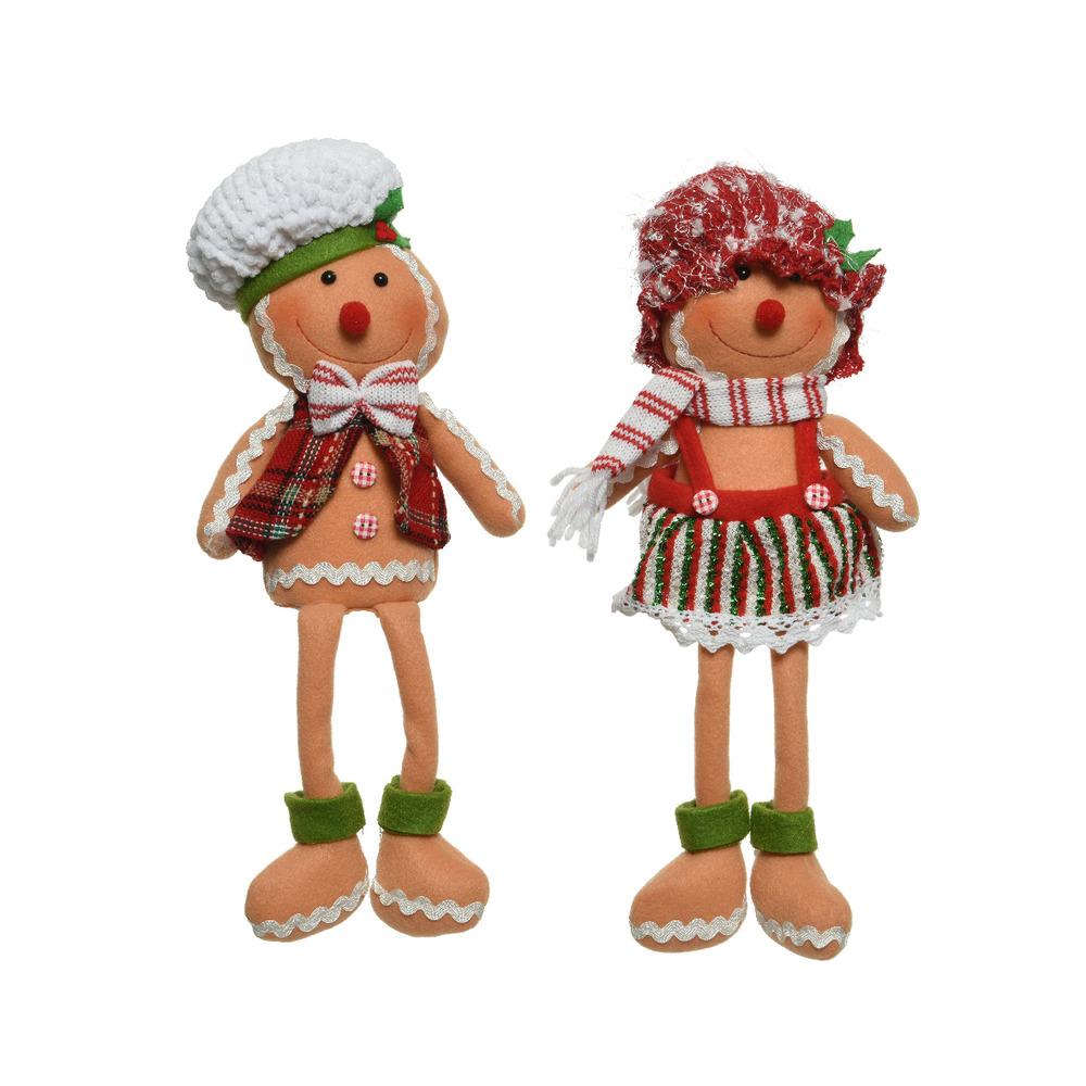 Decoris Polyester Gingerbread Man with Dangling Legs 32cm - 2 Assorted