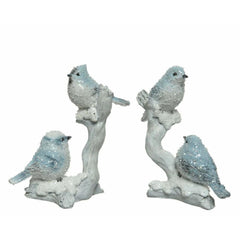 Decoris Polyresin Bird Figure 12cm - Light Blue