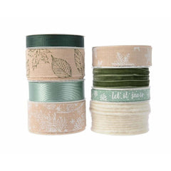 Decoris Polyester Ribbon Mint/ White - 8 Assorted