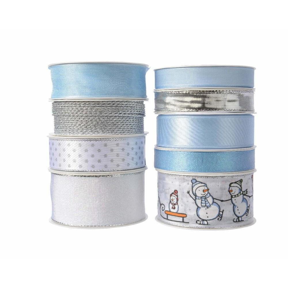 Decoris Polyester Ribbon 400cm - Assorted Sizes and Shades of Blue