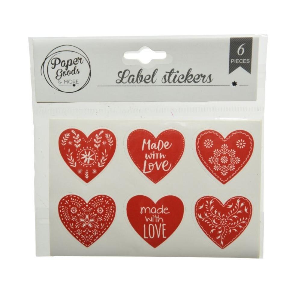 Decoris Paper Hearts Sticker Pack of 6