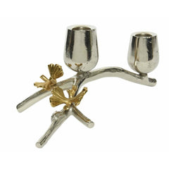 Decoris Aluminium Candleholder with Gold Décor 22 x 13cm