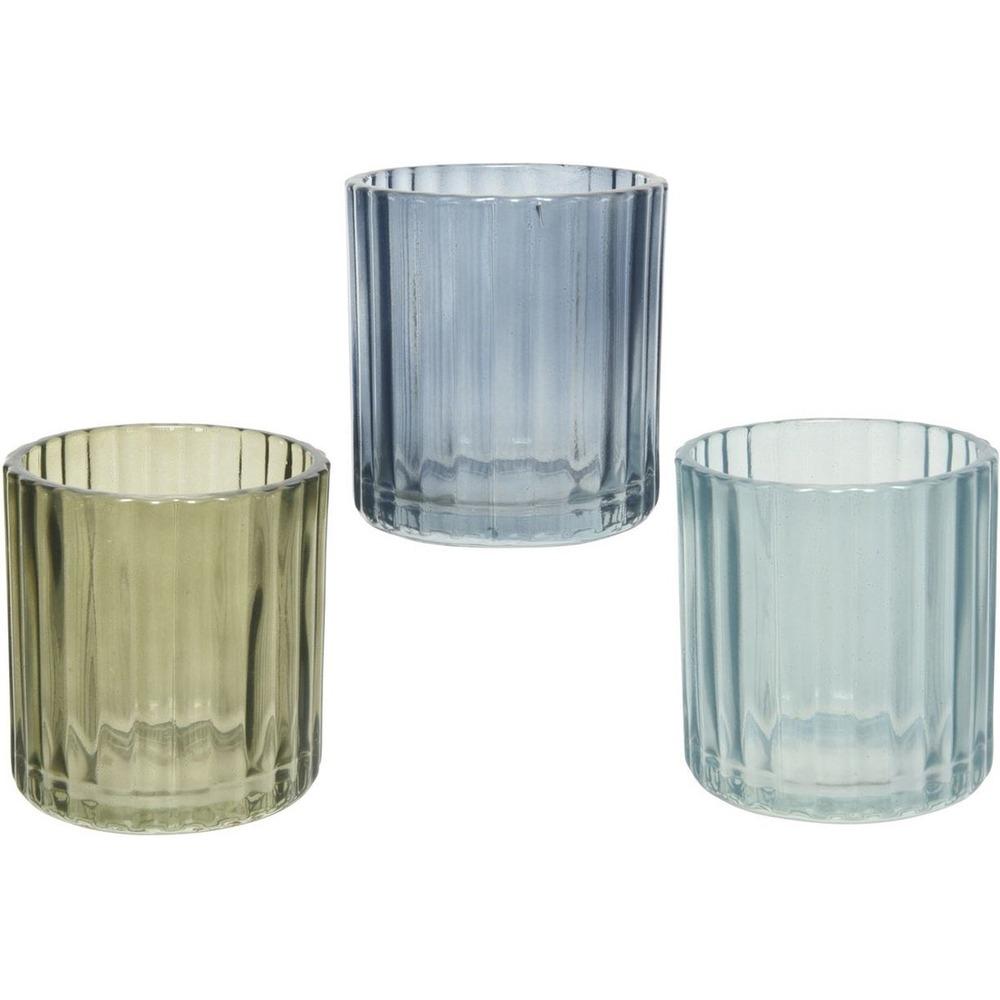 Decoris Glass Tealight Holder Opal 8cm - 3 Assorted Colours