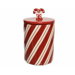 Decoris Dolomite Storage Jar with Candy Twist Design 25cm - Red