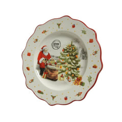 Decoris Dolomite Dinner Plate with Santa and Tree Design 26cm