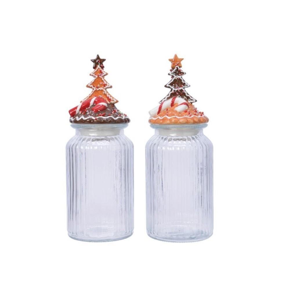 Decoris Glass Storage Jar with Gingerbread Lid 28cm