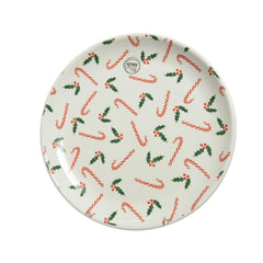 Kitchen Goods Dolomite Plate with Candy Canes 25cm