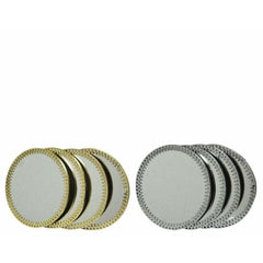 Decoris Glass Mirror Coaster Set of 4 Pieces Round - 2 Assorted Colours