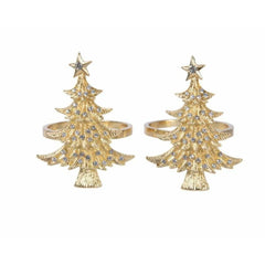 Decoris Aluminium Tree Napkin Ring Set of 2 - Gold