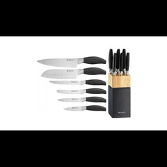 Ambition Magnat Knife Set of 7 with Wooden Block - Black