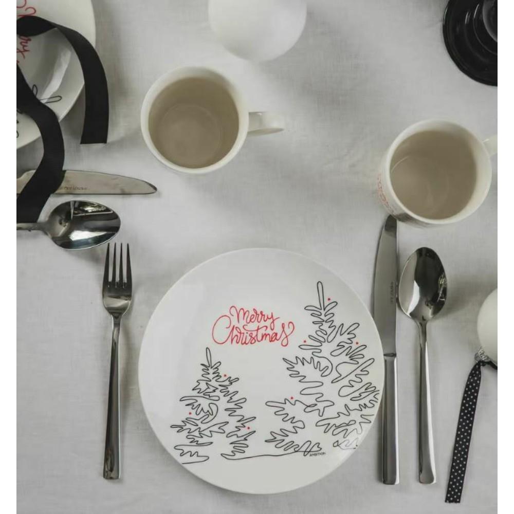 Ambition Line Art Dessert Plate 20cm - Christmas Tree