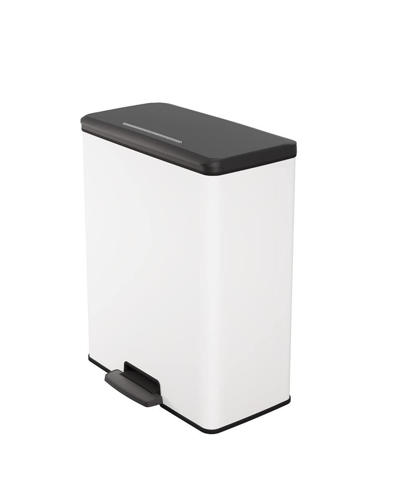 Curver Deco Bin Rectangular 65L with Pedal - White