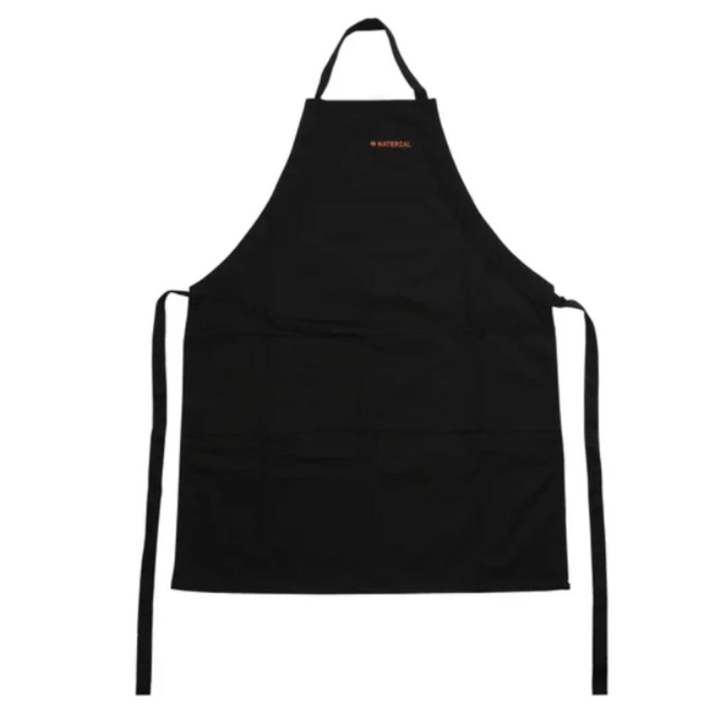 Naterial BBQ Apron in black with Naterial logo in Orange 100% Cotton.