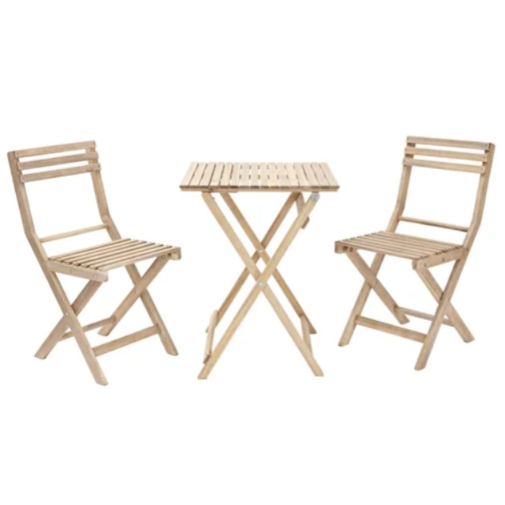 Naterial Solis Acacia Dining Table 55 x 55cm with 2 chairs