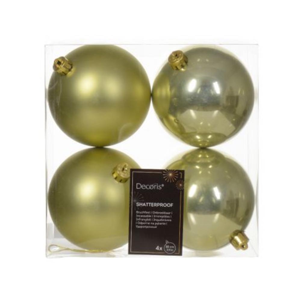 Decoris Shatterproof Baubles Box of 4 Pieces 10cm - Pistachio