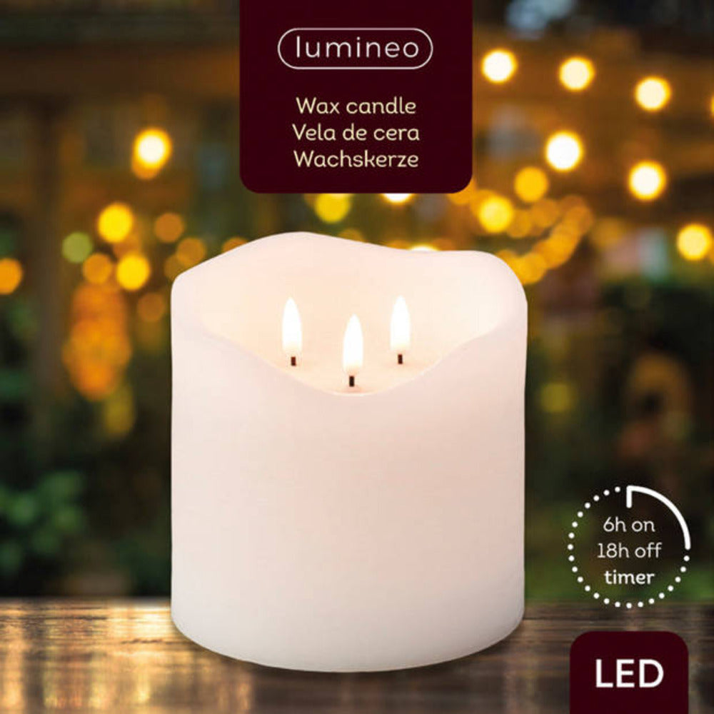 Lumineo LED Wax Candle with 3 Flames 15cm - Warm White