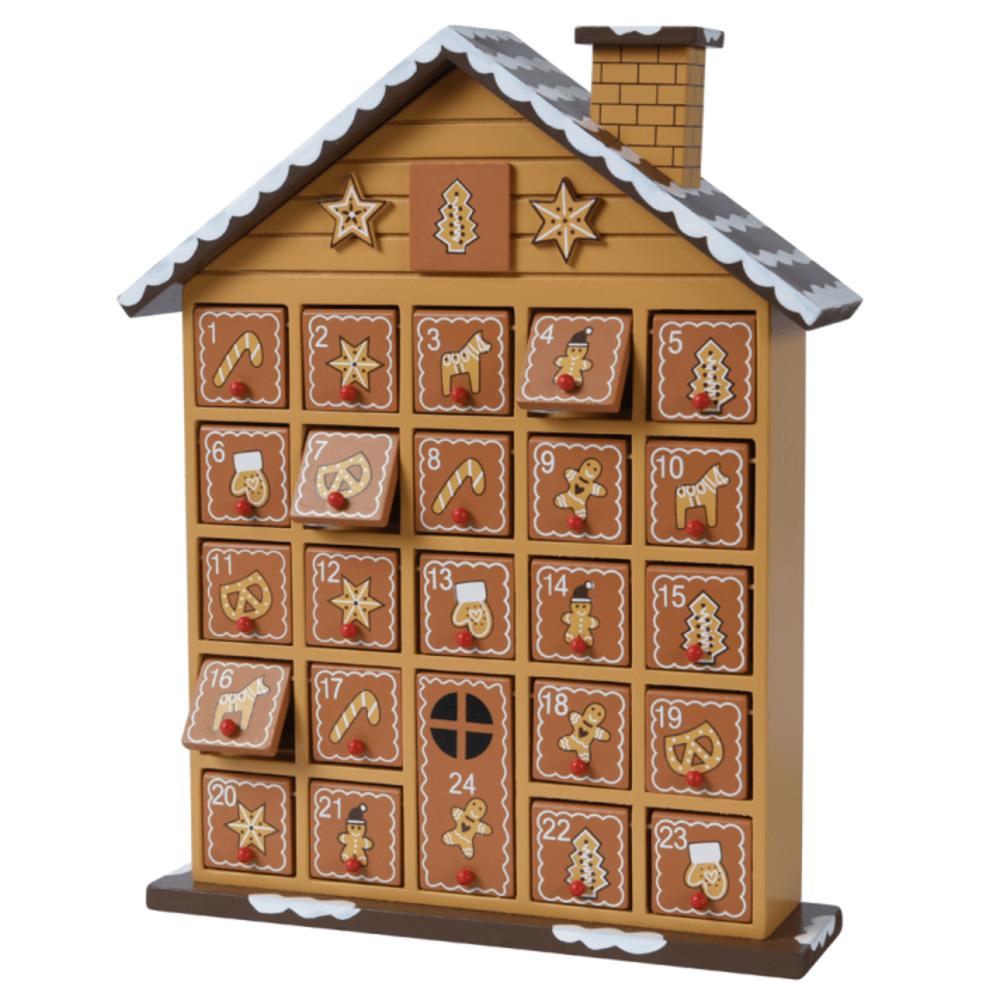 Decoris MDF Advent Calendar 32 x 24.5 x 6cm - Gingerbread House