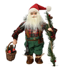 Decoris Santa Claus Figure with Pole and Plaid Shirt 30cm