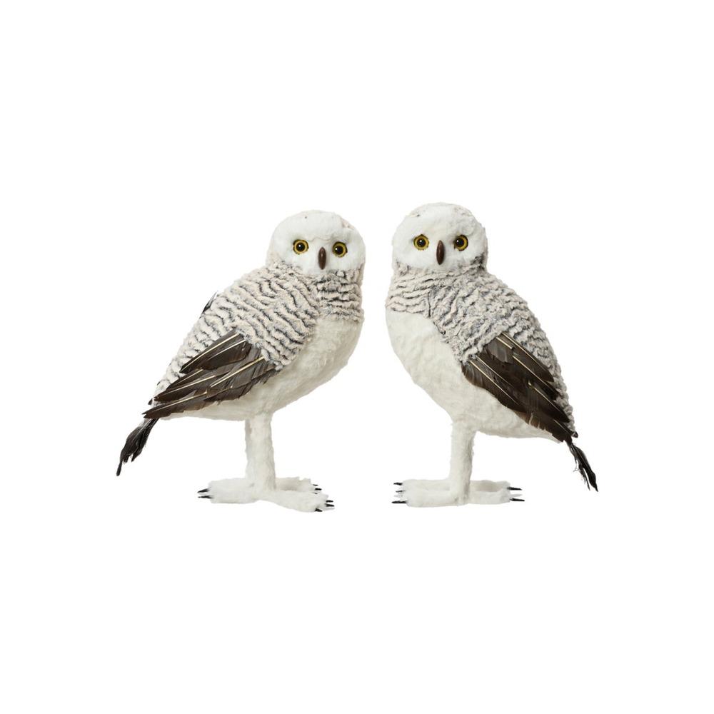 Decoris Foam Standing Owl with Fur and Feathers 48cm - 2 Assorted