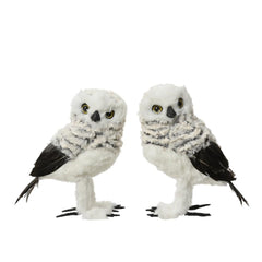 Decoris Foam Standing Owl with Fur 16cm - 2 Assorted