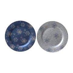 Decoris Paper Deco Plate with Snowflakes 33cm - 2 Assorted Shades of Blue