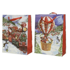 Decoris Paper Giftbag with Santa 42 x 48cm - 2 Assorted Designs