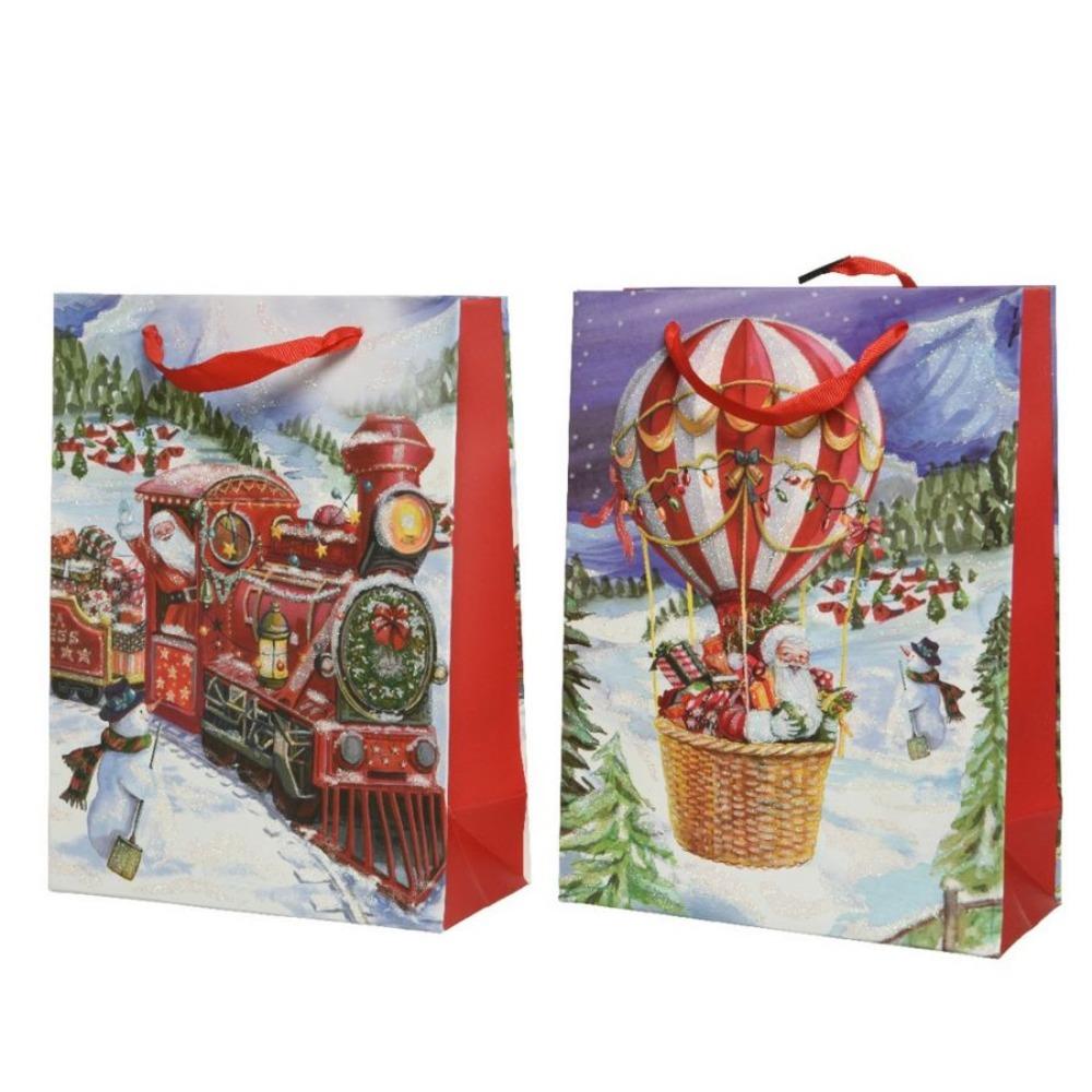 Decoris Paper Giftbag with Santa 42 x 30cm - 2 Assorted Designs