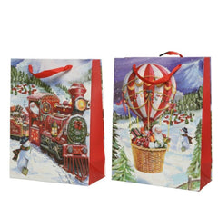 Decoris Paper Giftbag with Santa 42 x 30cm - 2 Assorted Designs