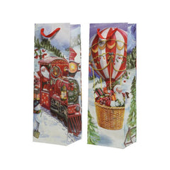 Decoris Paper Giftbag with Santa 12 x 36cm - 2 Assorted Designs