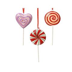 Decoris Hanging Dolomite Candy on Stick Ornament - 3 Assorted