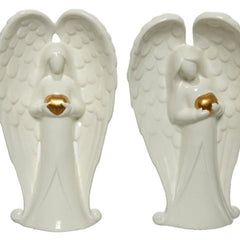 Decoris Porcelain Angel with Gold Heart 15cm - 2 Assorted