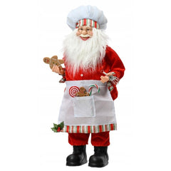 Decoris Polyester Santa Figure with Chef's Hat, Whisk and Gingerbread Man 60cm