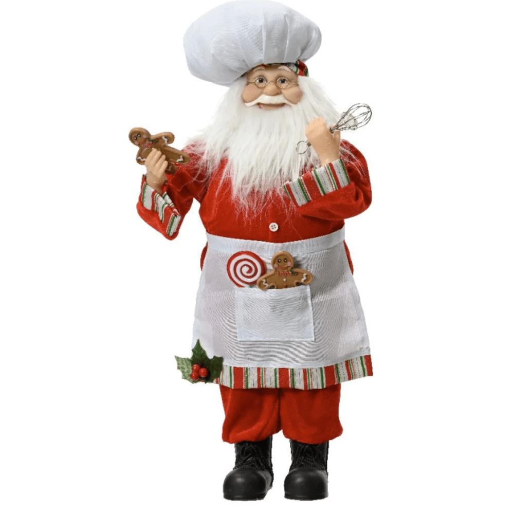 Decoris Polyester Santa Figure with Chef's Hat, Whisk and Gingerbread Man 45cm