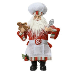 Decoris Polyester Santa Figure with Chef's Hat, Whisk and Gingerbread Man 30cm