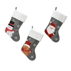 Decoris Polyester Stocking with Embroidered Character 25cm - 3 Assorted