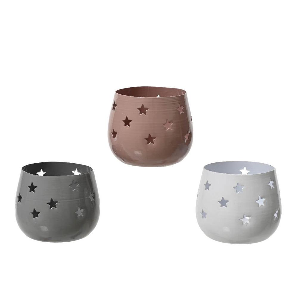 Decoris Iron Enamel Tealight Holder - 3 Assorted Colours