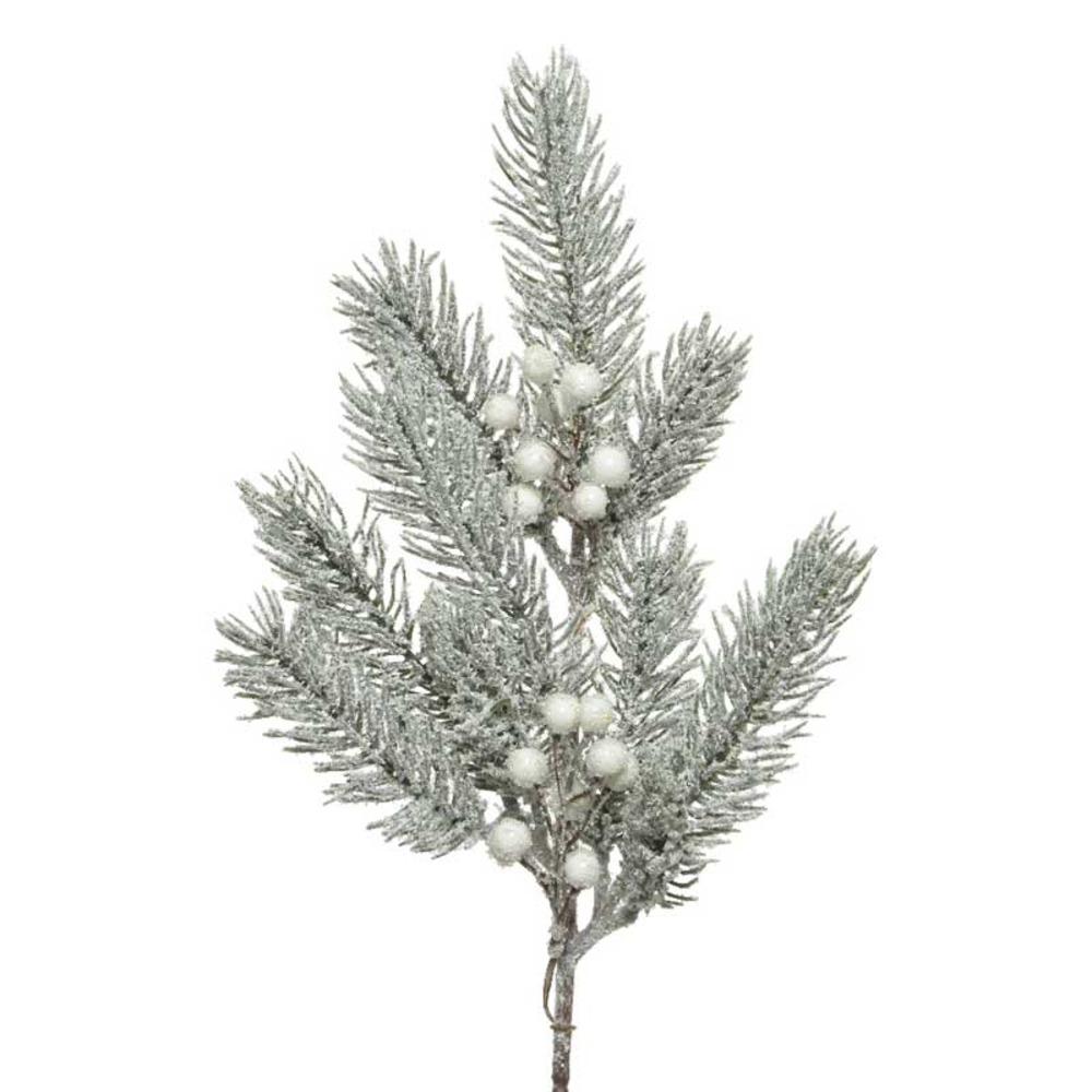 Everlands Snowy Fir Pick with White Berries 36cm