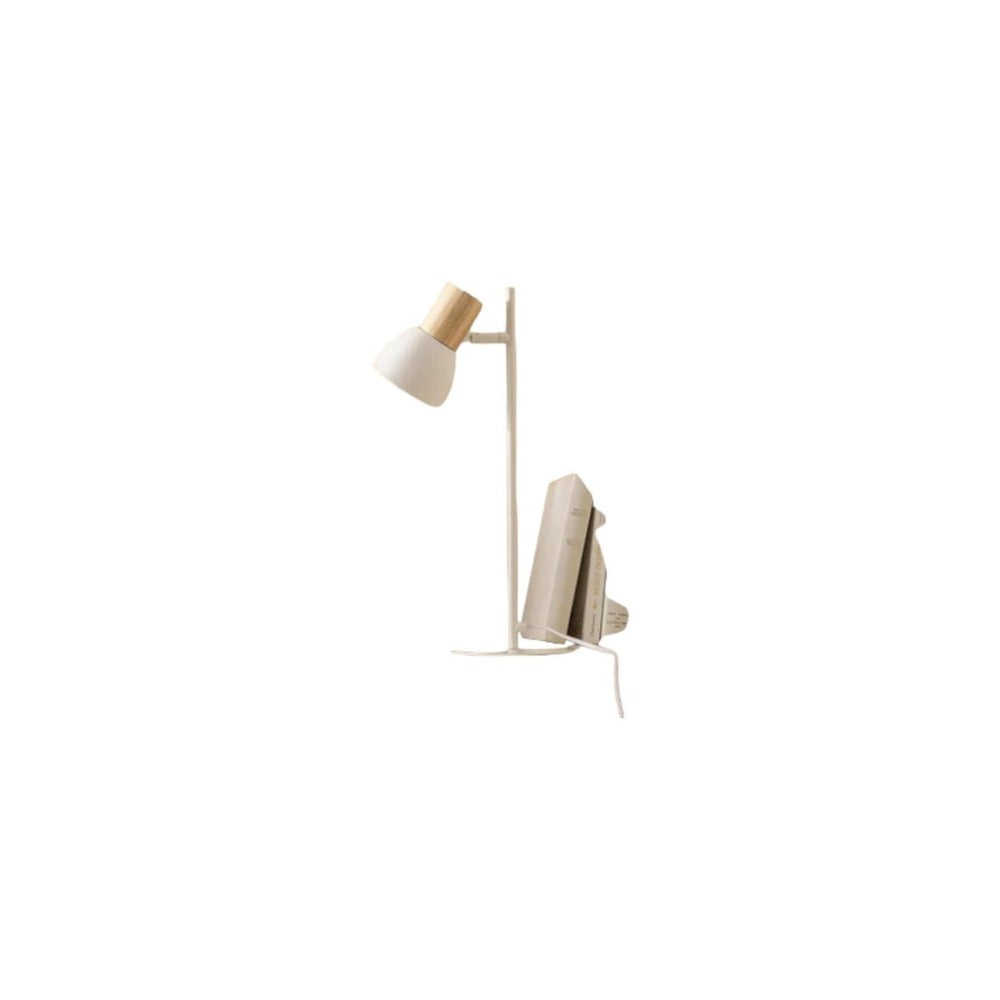 Inspire Venosa Table Lamp E14 10Cm - Metal Matt White with Wood Nature