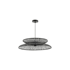 Inspire Shiso Pendant Lamp E27 60cm - Metal Black with Rattan