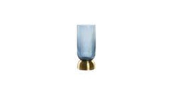 VASE GLASS METAL SMALL GOLDEN BLUE