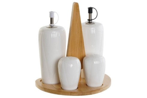 OIL CUP VINEGAR SET 5 BAMBOO PORCELAIN 18X15X20