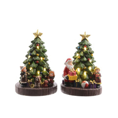 Lumineo BO Steady Polyresin Tree with Santa 16cm - 2 Assorted