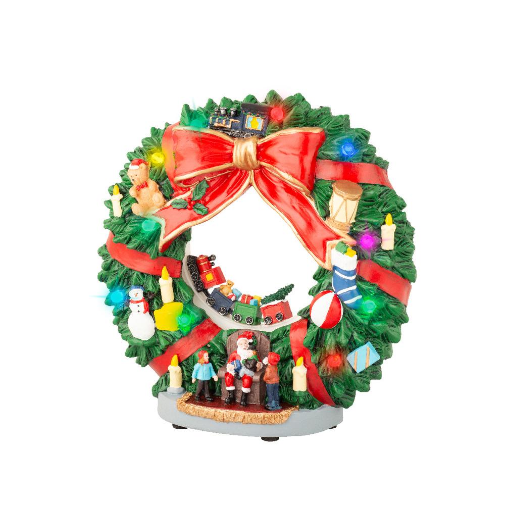 Lumineo BO Polyresin Wreath with Flashing Effect 31 x 31cm