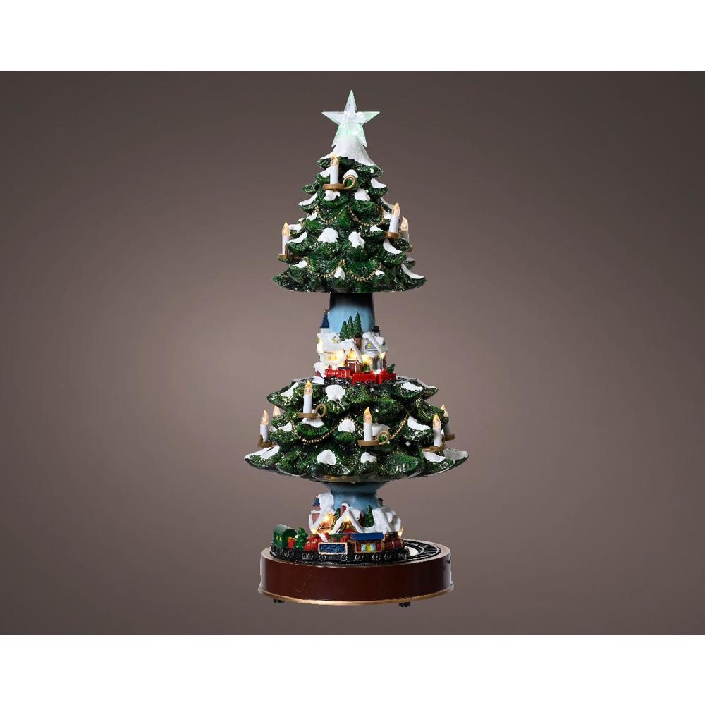 Lumineo Micro-Led Plastic Tree with Train 24 x 49cm