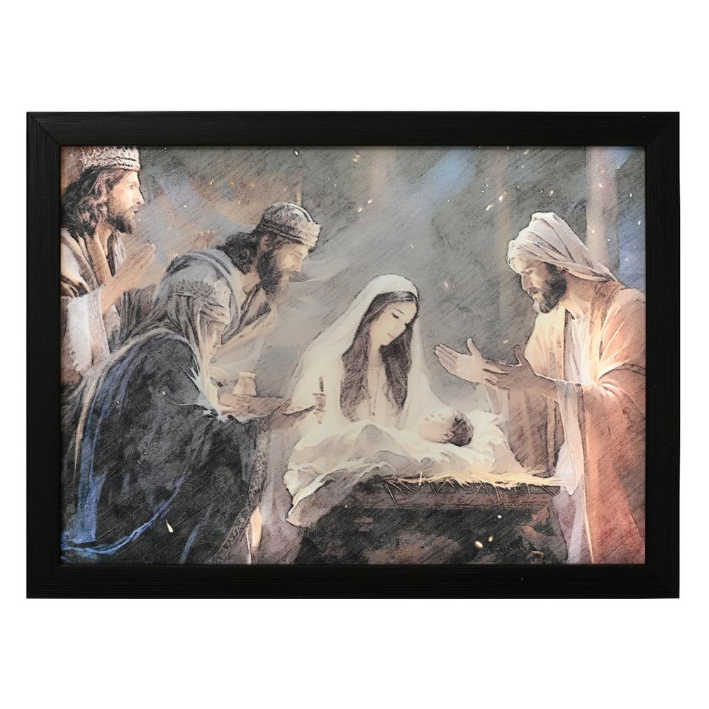 Lumineo BO Led Nativity Canvas 38 x 28cm